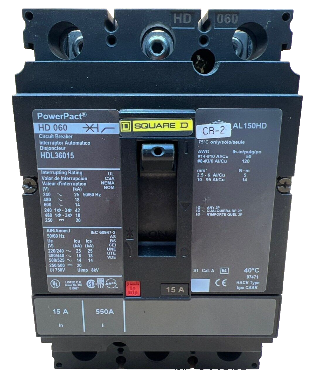 Square D HDL36015 Used