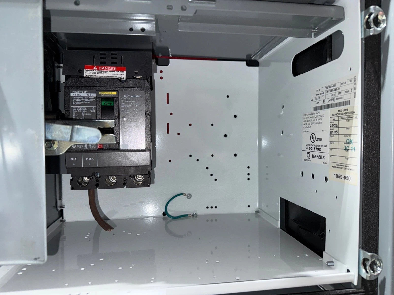 12" Square D Model 6 80 Amp Feeder MCC Bucket HJL36080 Breaker 80A HJL New