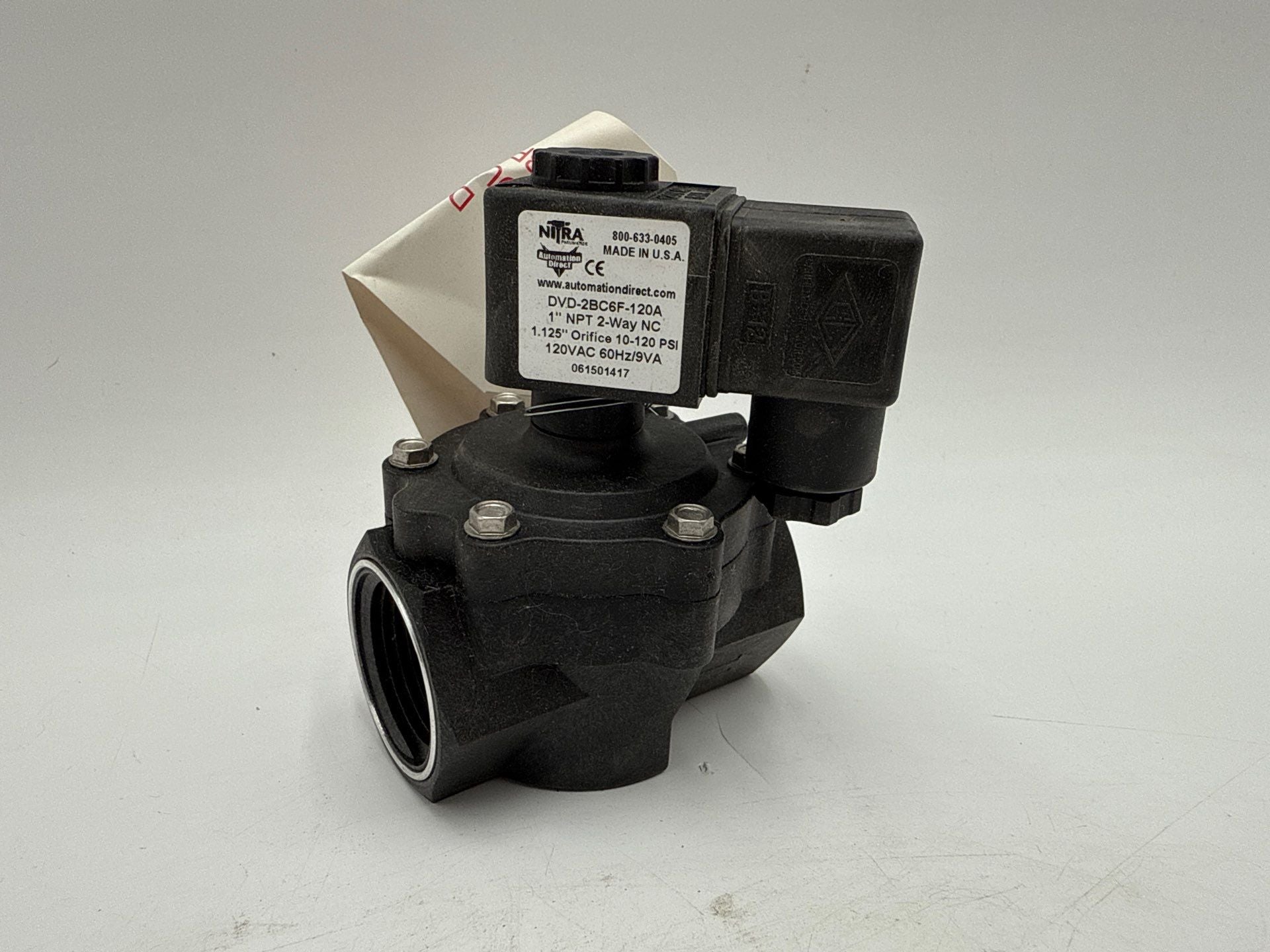 Nitra DVD-2BC6F-120A Solenoid Valve 1" NPT 2-Way NC 1.125" Ori 10–120 PSI New