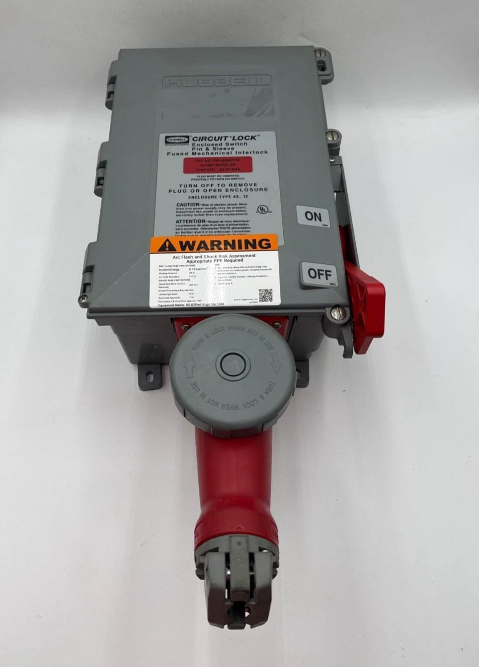 Hubbell HBL460MIF7W Fused Mechanical Interlock 60A 480V 3PH Pin & Sleeve 4 Wire New