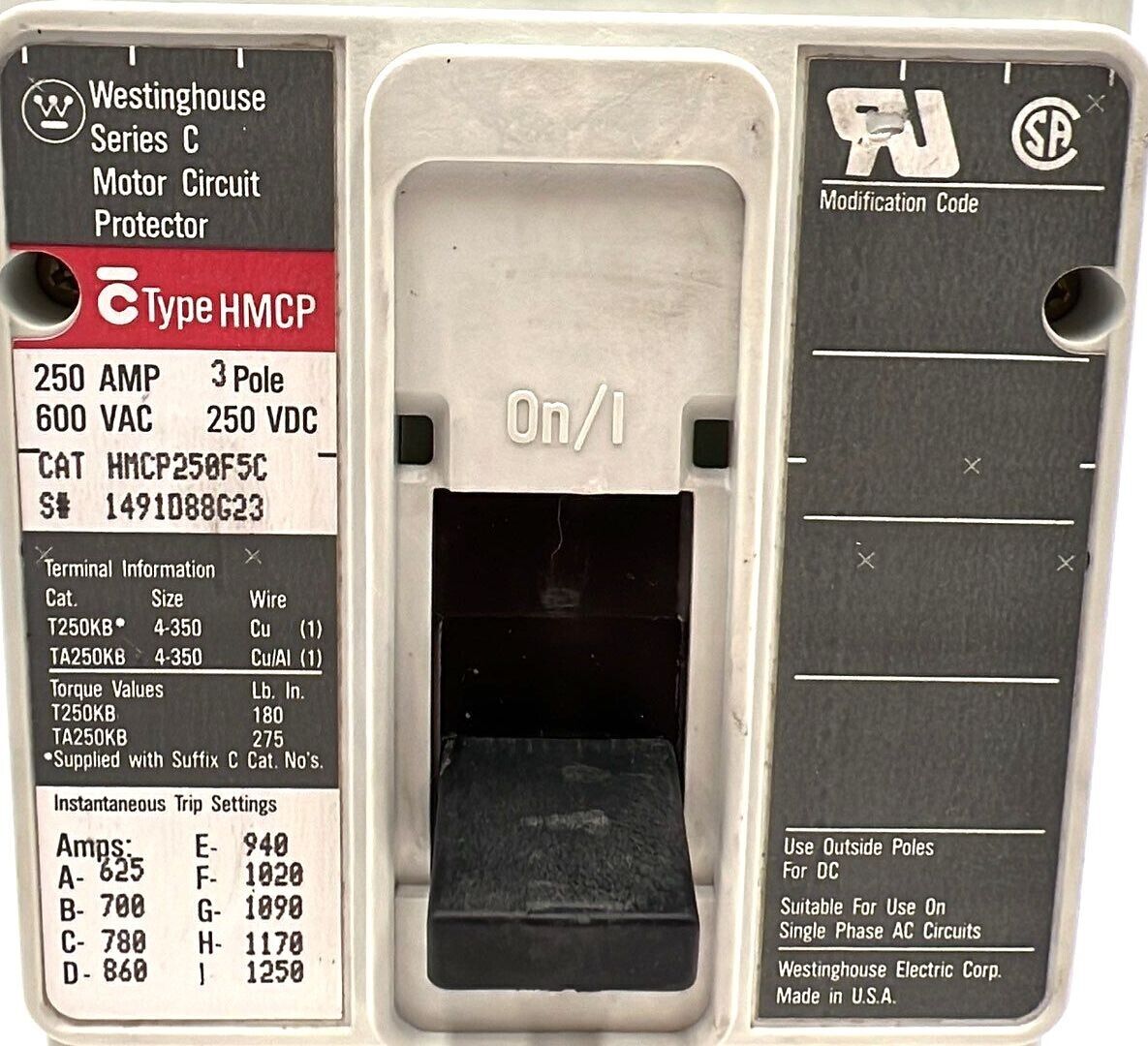 Westinghouse HMCP250F5C Used