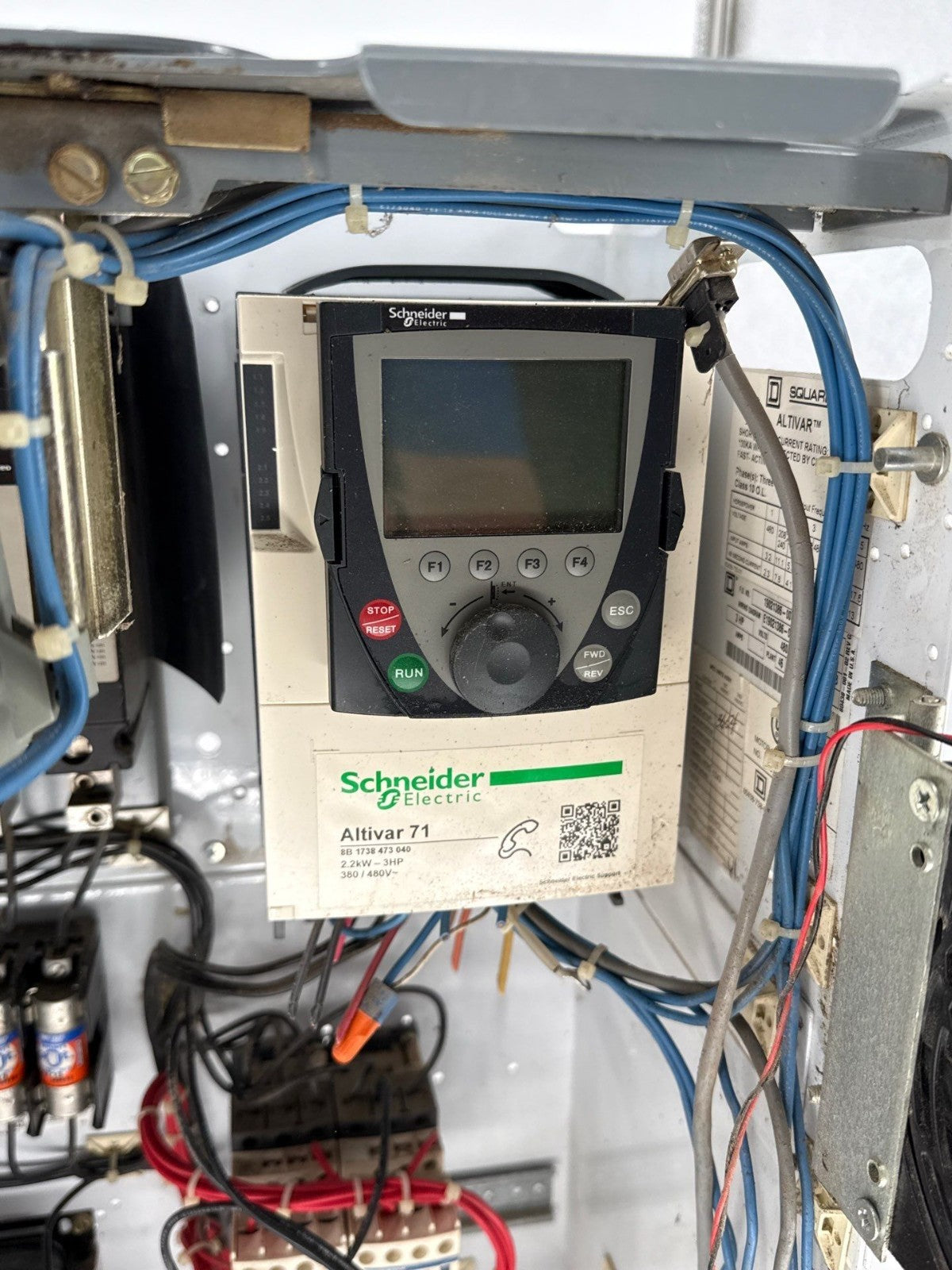 Square D Model 6 24" 15A Combo MCC Bucket FHP3601513M ATV71HU22N4 3HP Drive Used