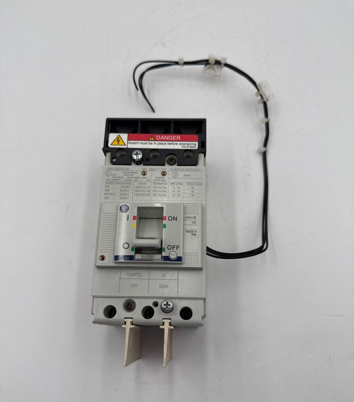Allen Bradley 140G-G6C3-C30 Circuit Breaker 30A 3P 600V 140G 30 Amp 3 Pole Used
