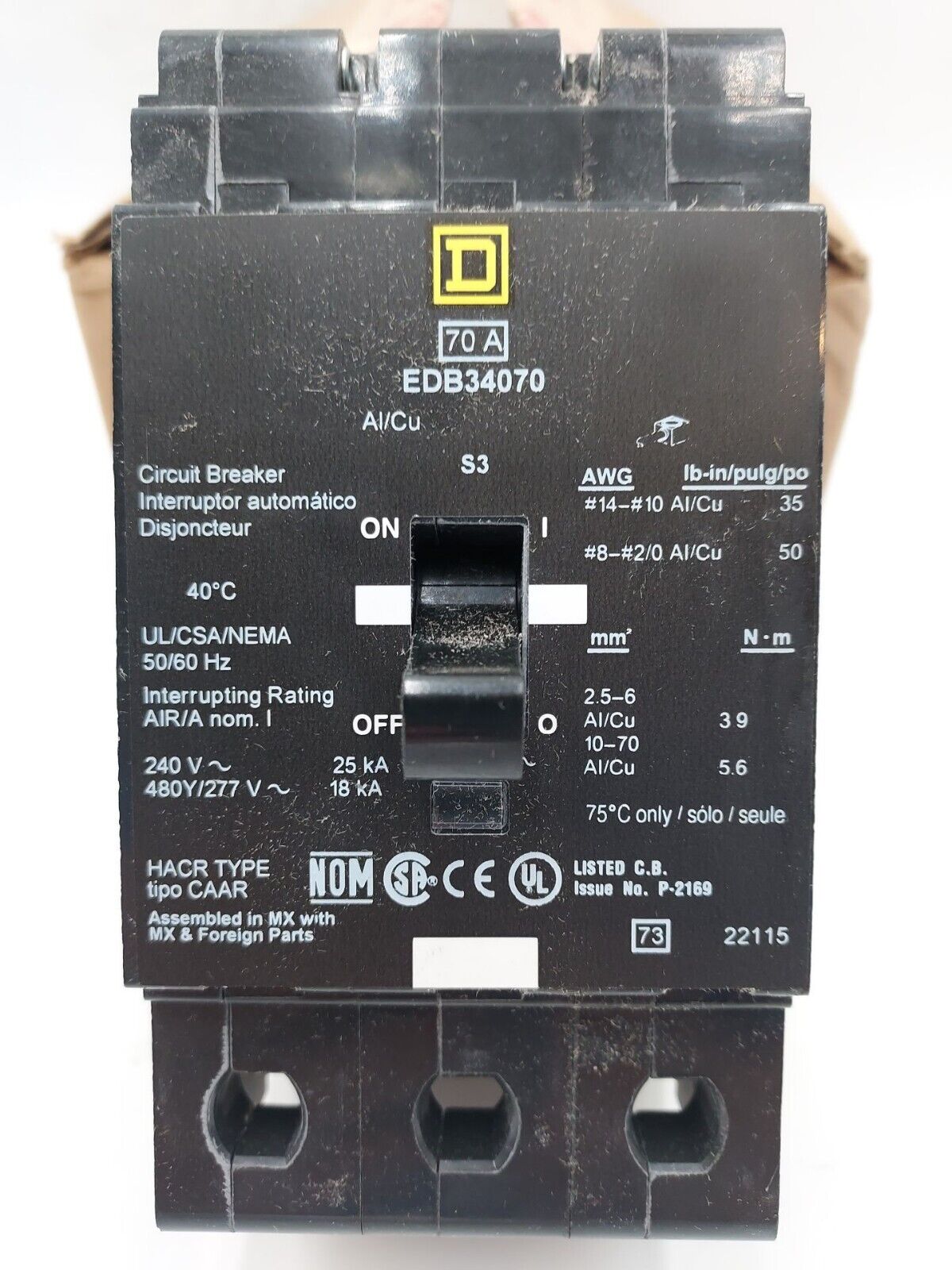 Square D EDB34070 New