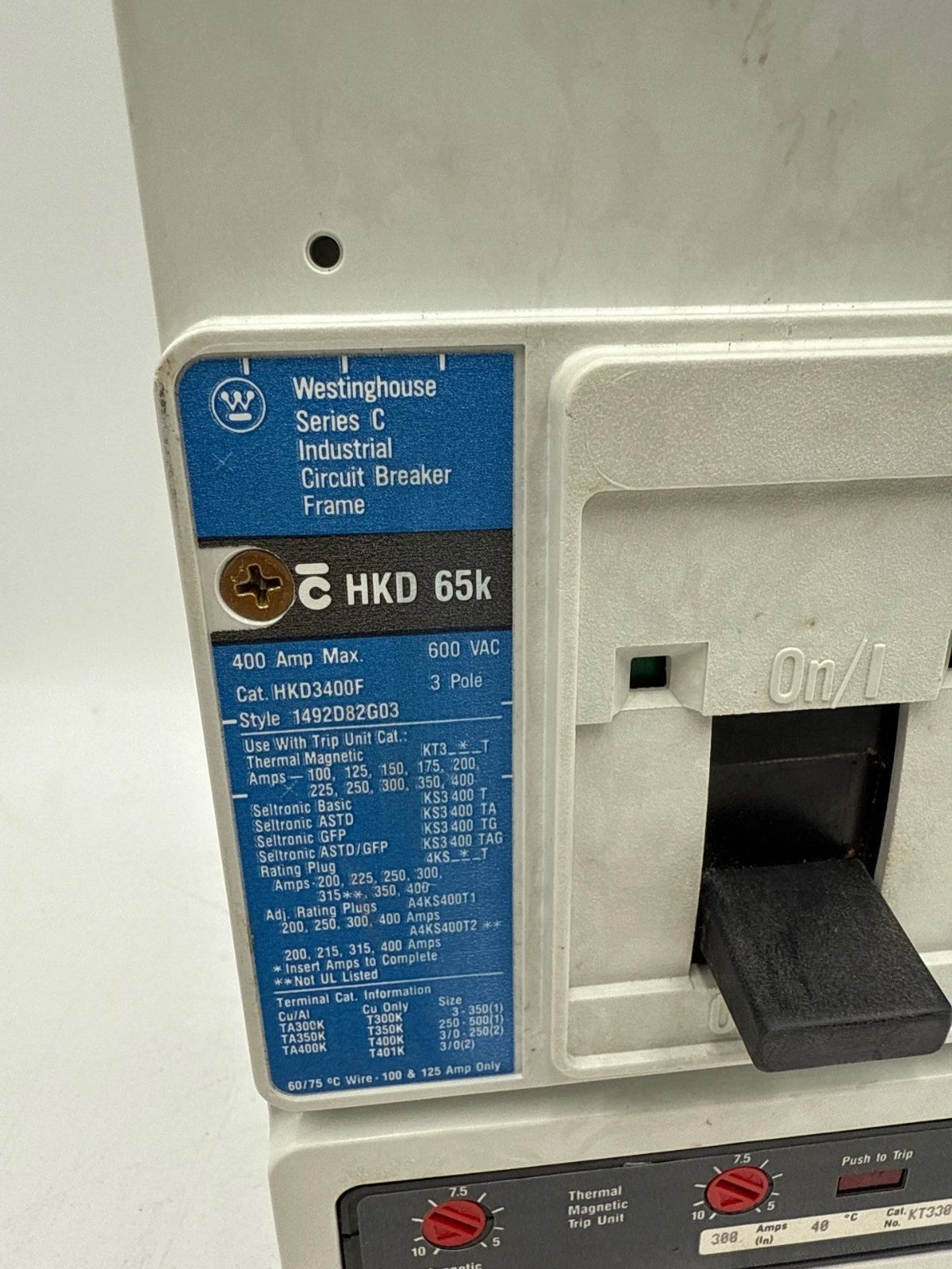 Westinghouse HKD3300 Circuit Breaker 300A 3P 600V 3PH HKD 65k 300 Amp 3 Pole Used