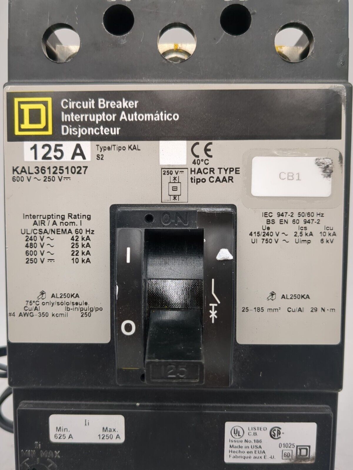 Square D KAL361251027 Used