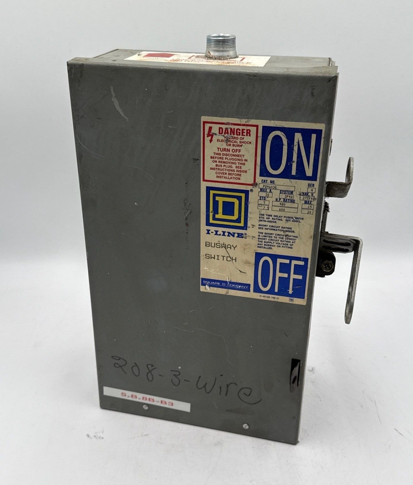Square D PQ4603G Busplug I-Line Busway Unit Switch 30A 3PH 277/480V 4W 30 Amp Used