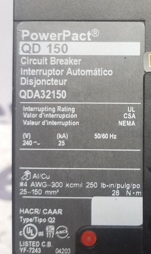 Square D QDA32150 Used