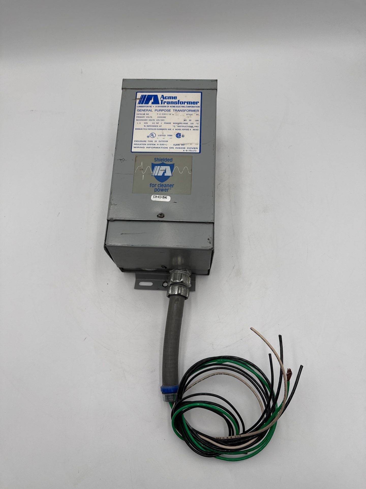 ACME T-2-53011-S Transformer 1.5kVA 1PH Pri 240x480 Sec 120/240V 3R Encl Used