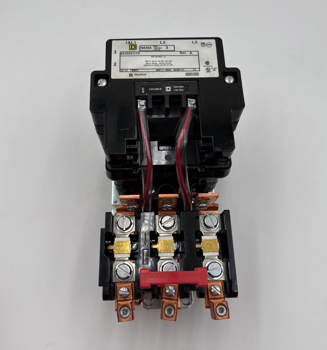 Sq D 8536SEO1S Starter NEMA Size 3 90A 3P 600V 50HP Coil 110/120V Heater CC103 Used