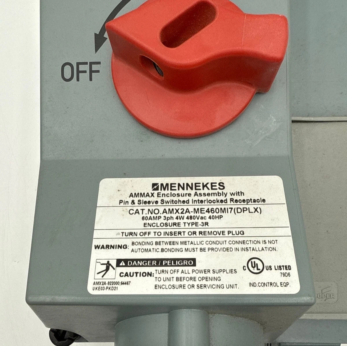 Mennekes AMX2A-ME460MI7 Pin and Sleeve Switched Interlocked Receptacle 60A 480V New