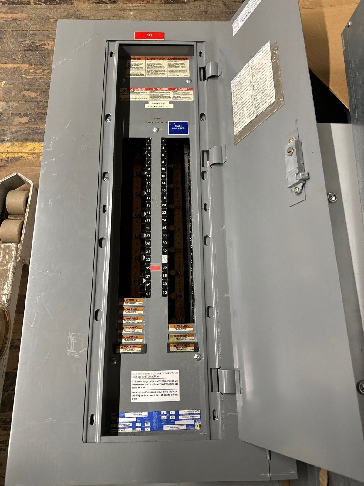 Square D NQOD Panelboard 100A 208Y/120V 3PH 4W 100 Amp Main Lug MLO 42 Circuit P263 Used