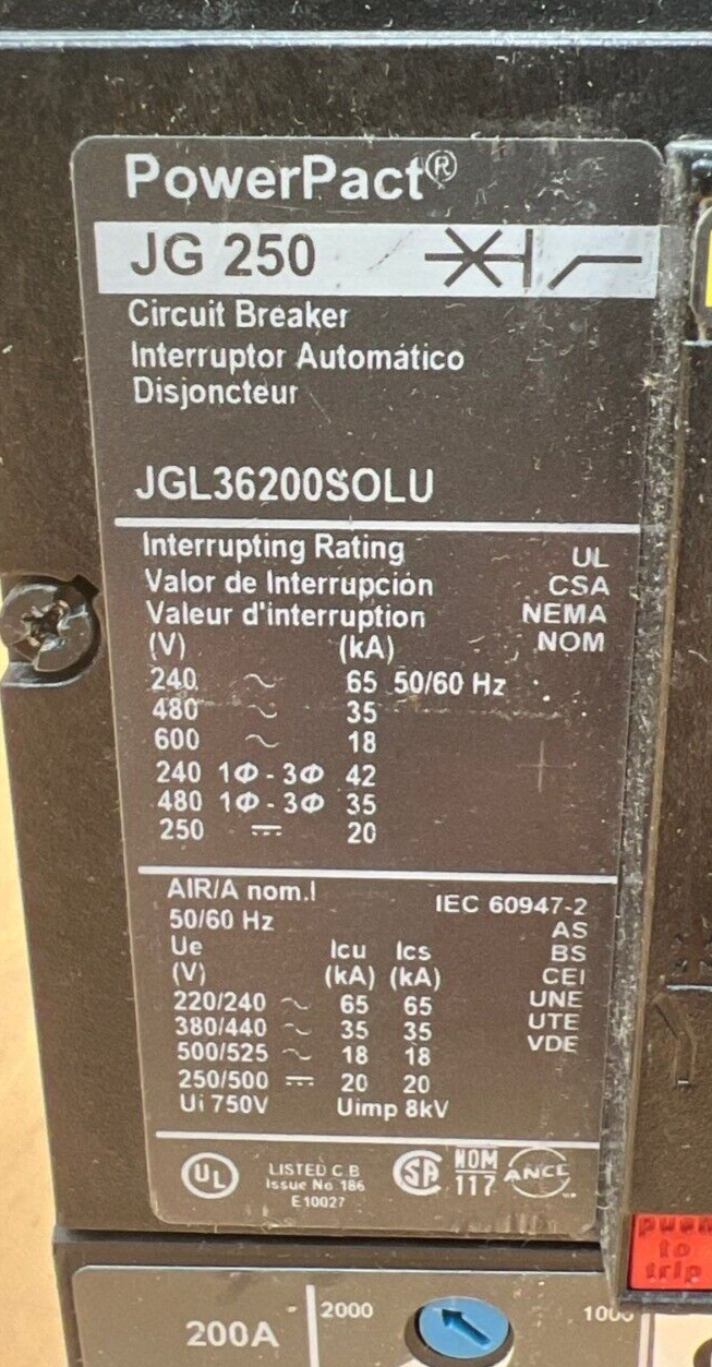 Square D JGL36200SOLU Used