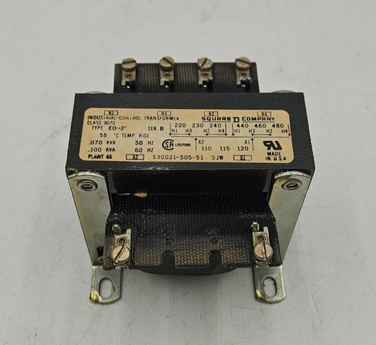 0.100kVA Square D S30021-505-51 Industrial Control Transformer CLASS 9070 480V Used