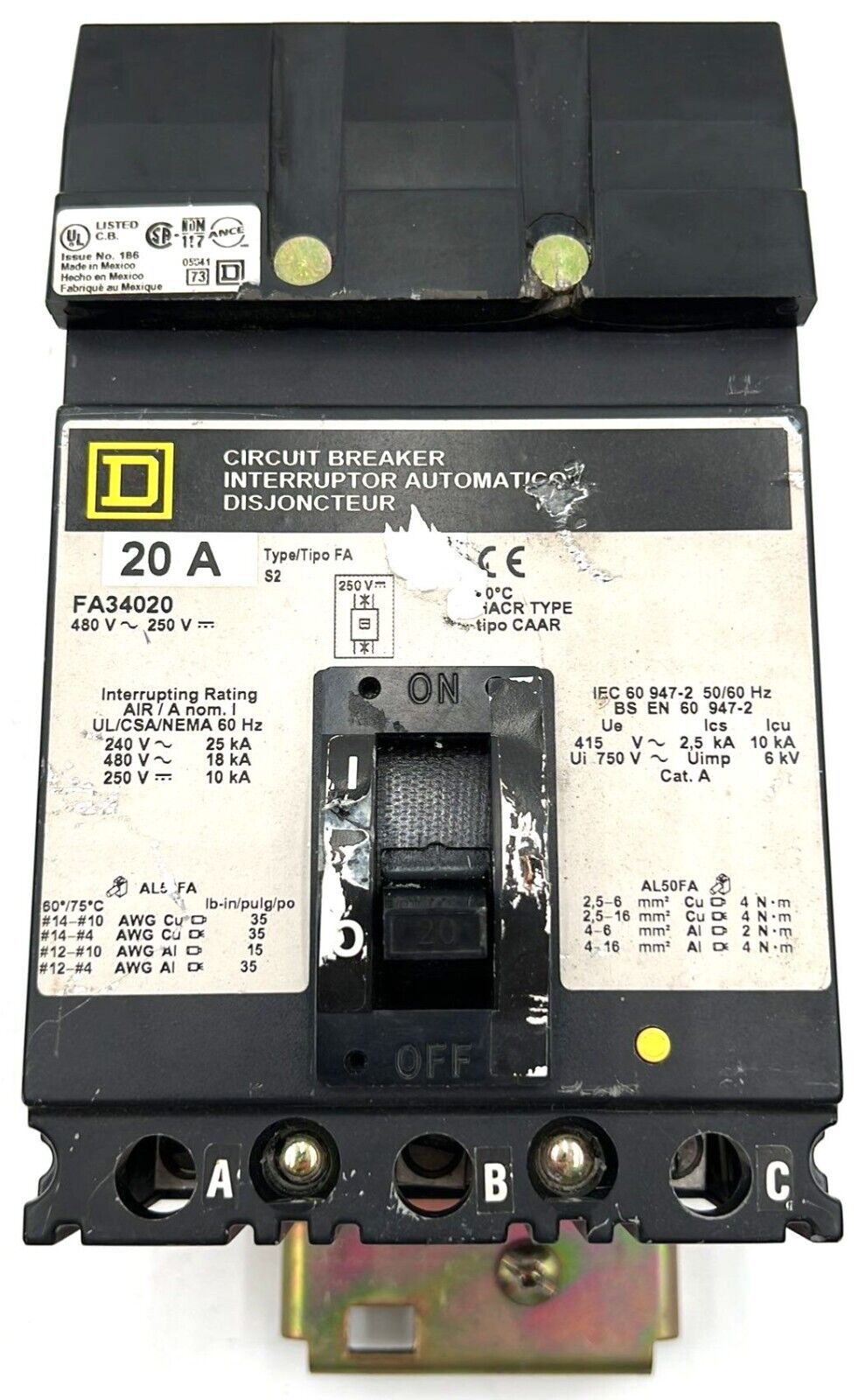 Square D FA34020 Used