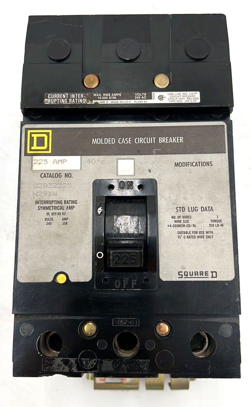 Square D Q2B32225 Used