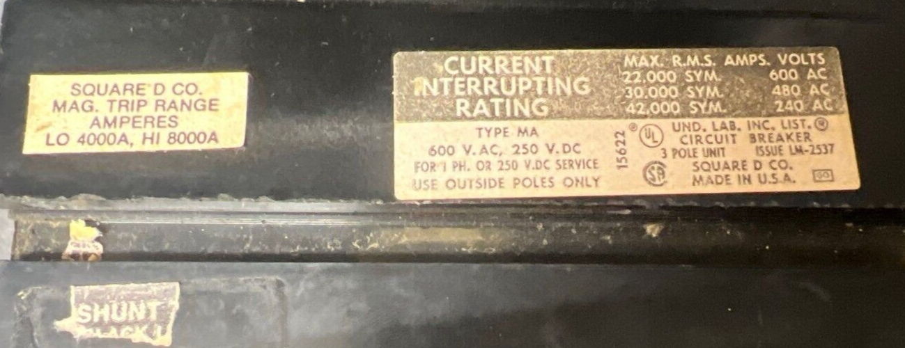 Square D MA368001021 Used