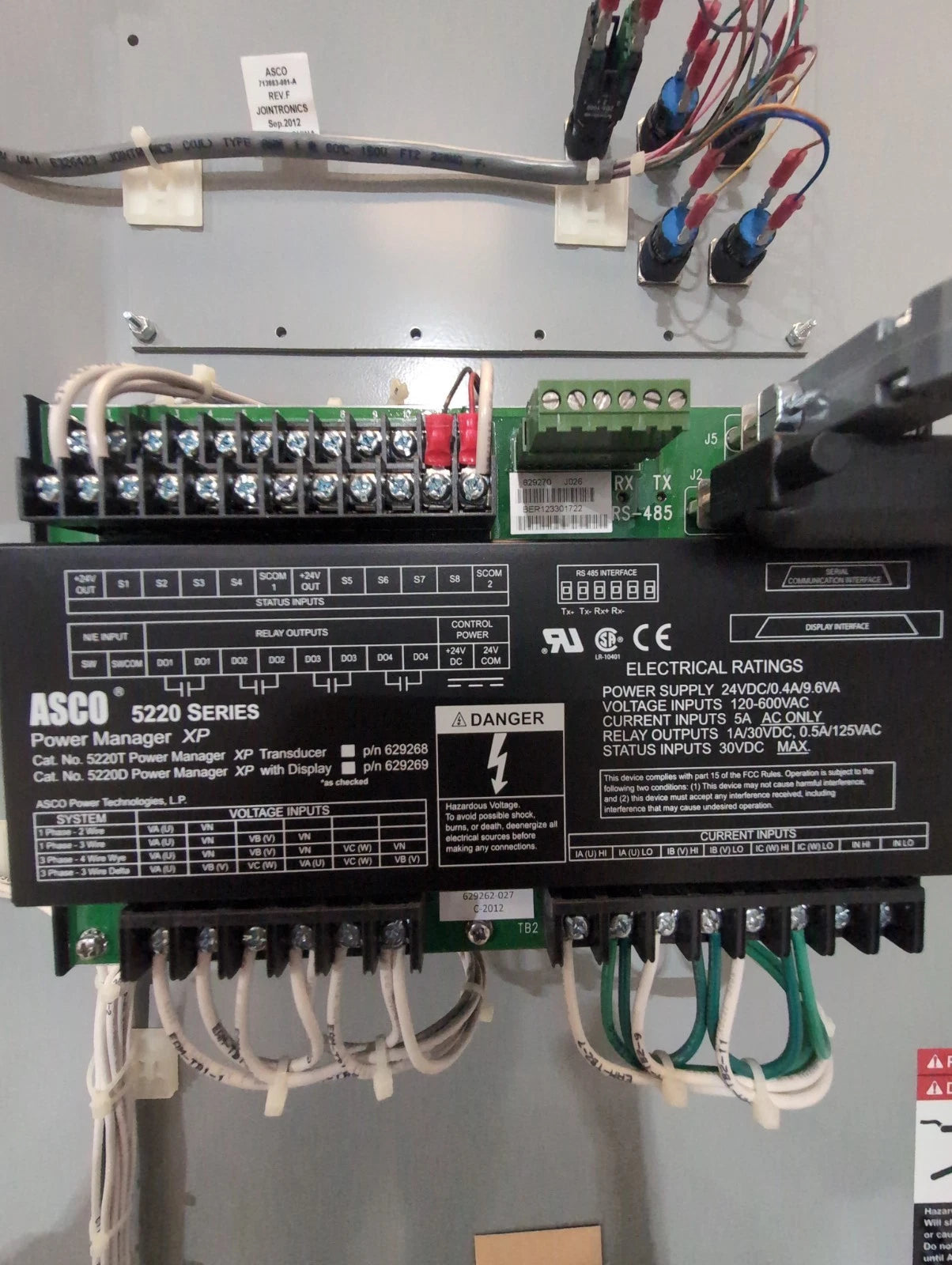 ASCO 7000 Series Automatic Transfer Switch 1600A 480V 3PH 3P G07ATSA31600N5XC Used