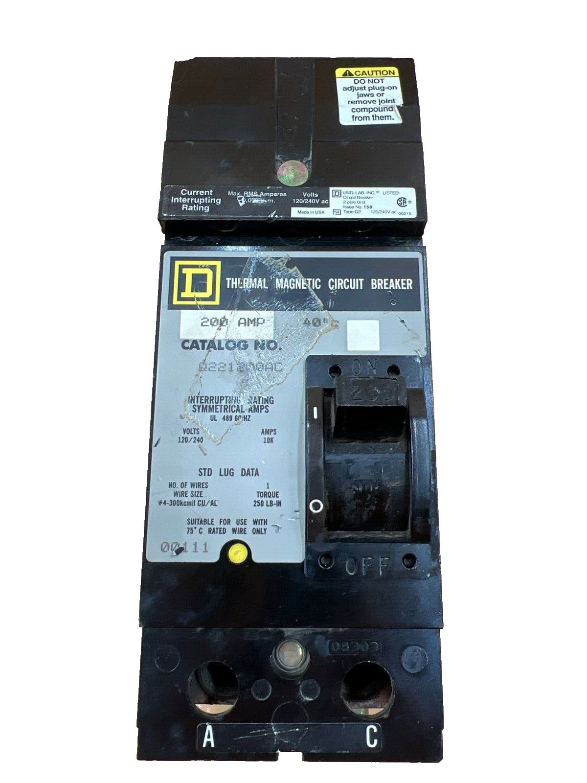 Square D SQD Q221200AC Used