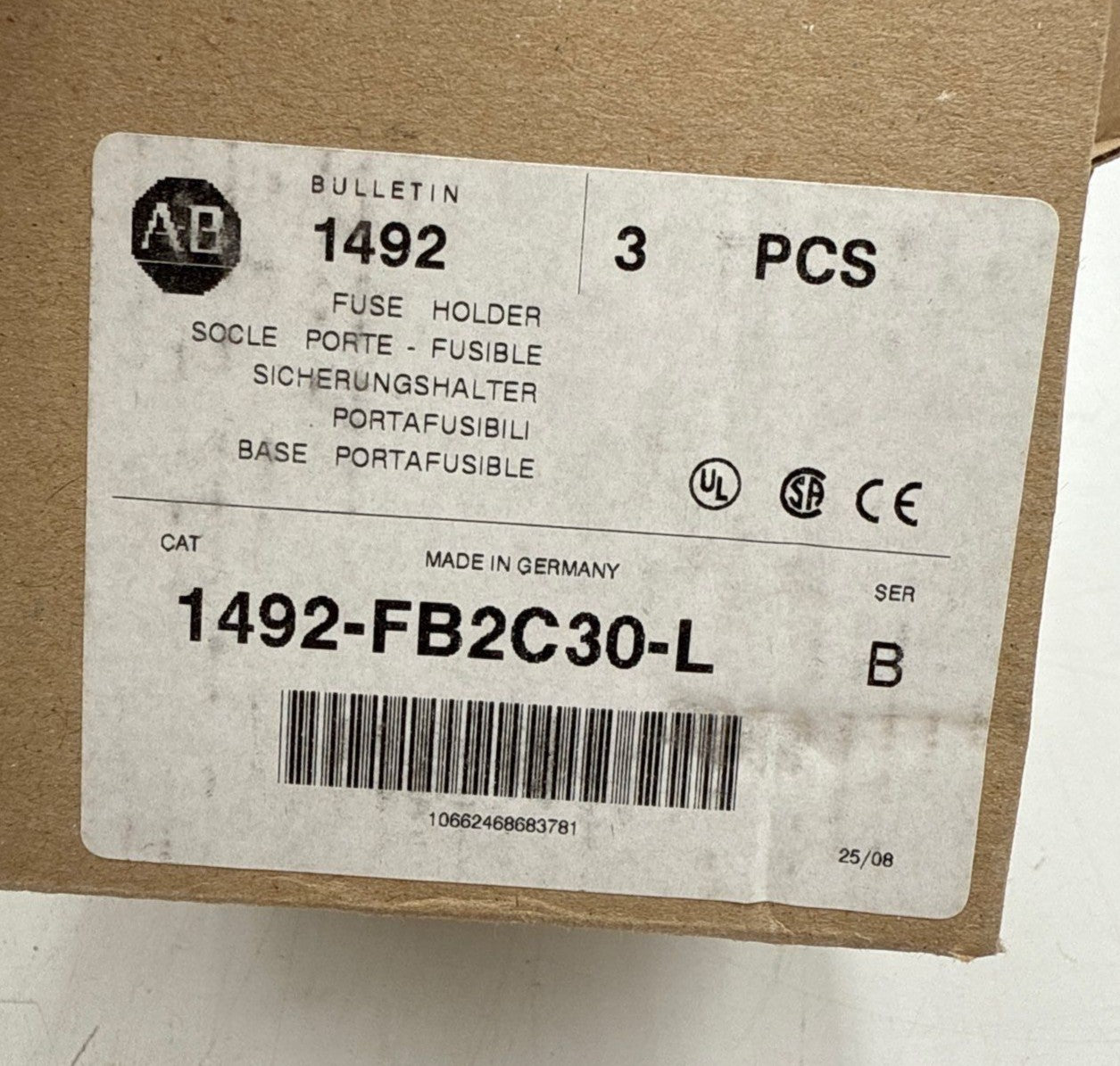3PC Allen Bradley 1492-FB2C30-L Fuse Holder Terminal 30A 2P CC Fuses New