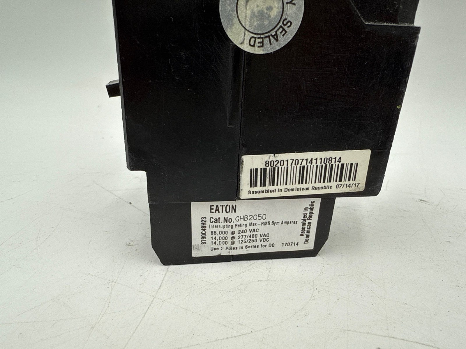 Eaton GHB2050 Bolt On Circuit Breaker 50A 277/480V 2P GHB 50 Amp 2 Pole Cutler Used