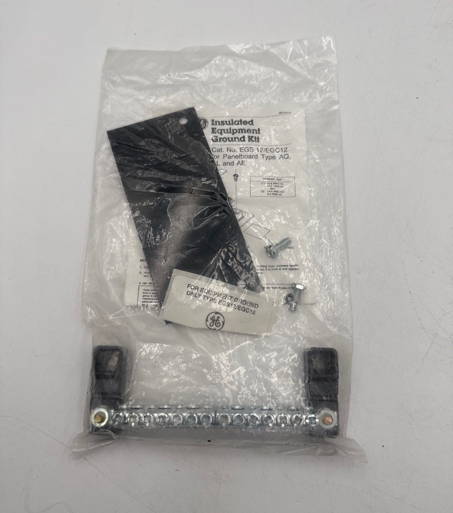 GE EGS 12/EGC12 Insulated Ground For Panelboard Type AQ AL and AE New