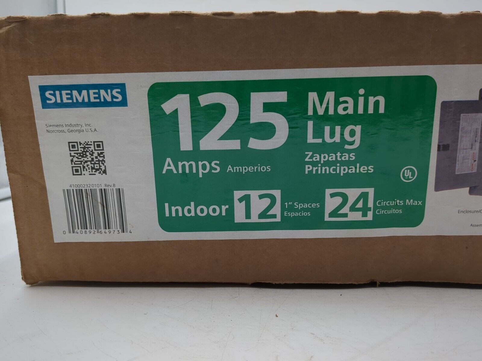 Siemens P1224L1125CU Main Lug Load Center 125A 120/240V Type 1 Indoor 12 Space New