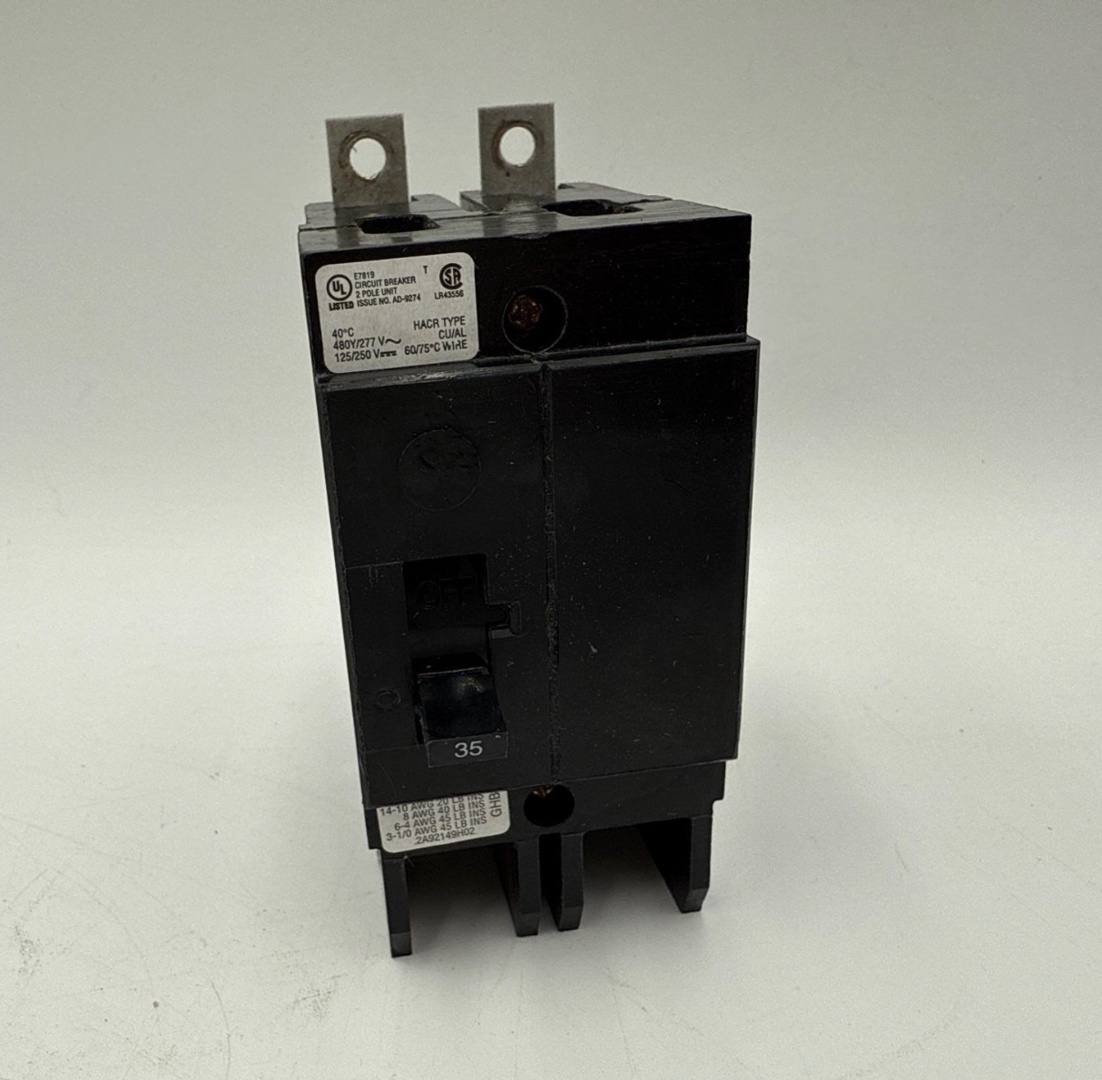 Eaton GHB2035 Bolt On Circuit Breaker 35A 277/480V 2P GHB 35 Amp 2 Pole Cutler Used