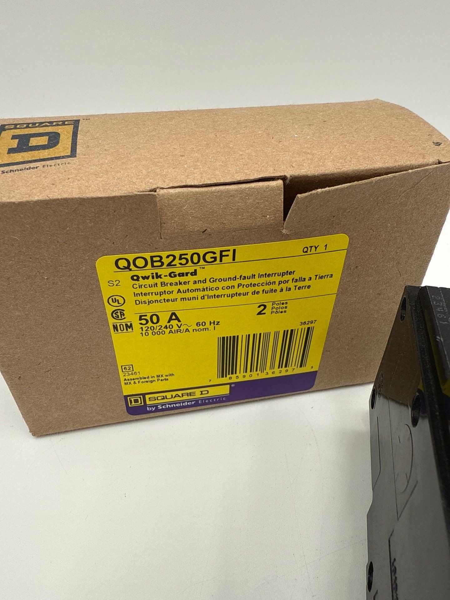Square D QOB250GFI Circuit Breaker 50A 2P 240V QOB 50 Amp 2 Pole Ground Fault New