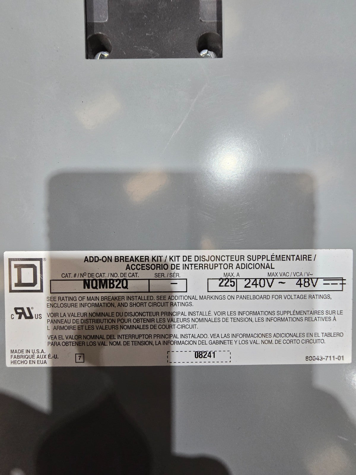 Square D NQ 442L2C Panelboard 225A 240V 3PH 4W 42 Cir MCB Panel Main QJL32150 Used