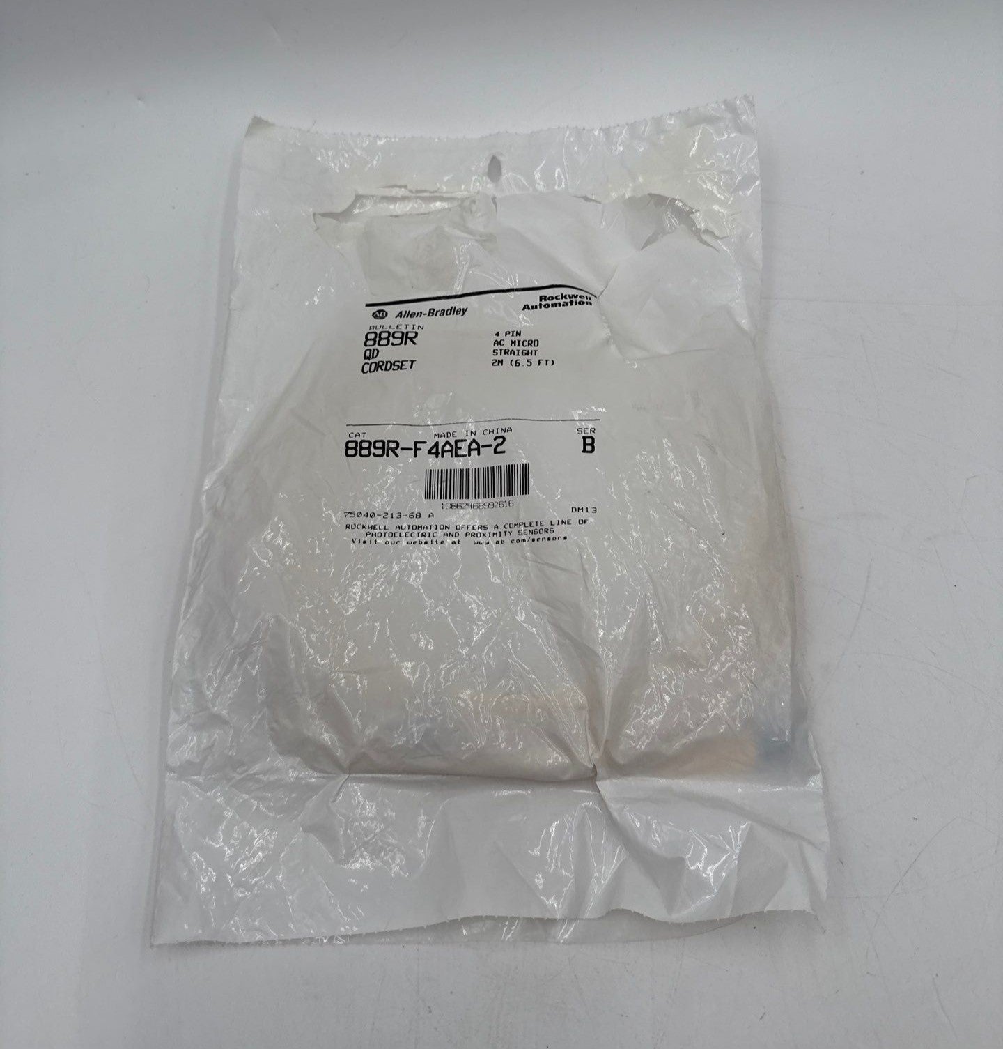 Allen Bradley 889R-F4AEA-2 Micro 4-Pin QD Cordset Cable 2M 6.5ft AC Micro New