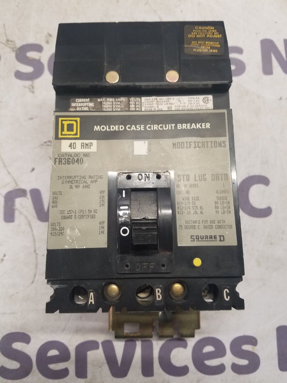 Square D FA36040 Used