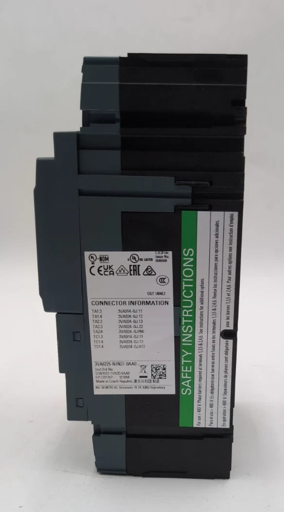 Siemens 3VA6225-6HN31-0AA0 Circuit Breaker 250A 3P 600V 3PH LSI Trip NEW New