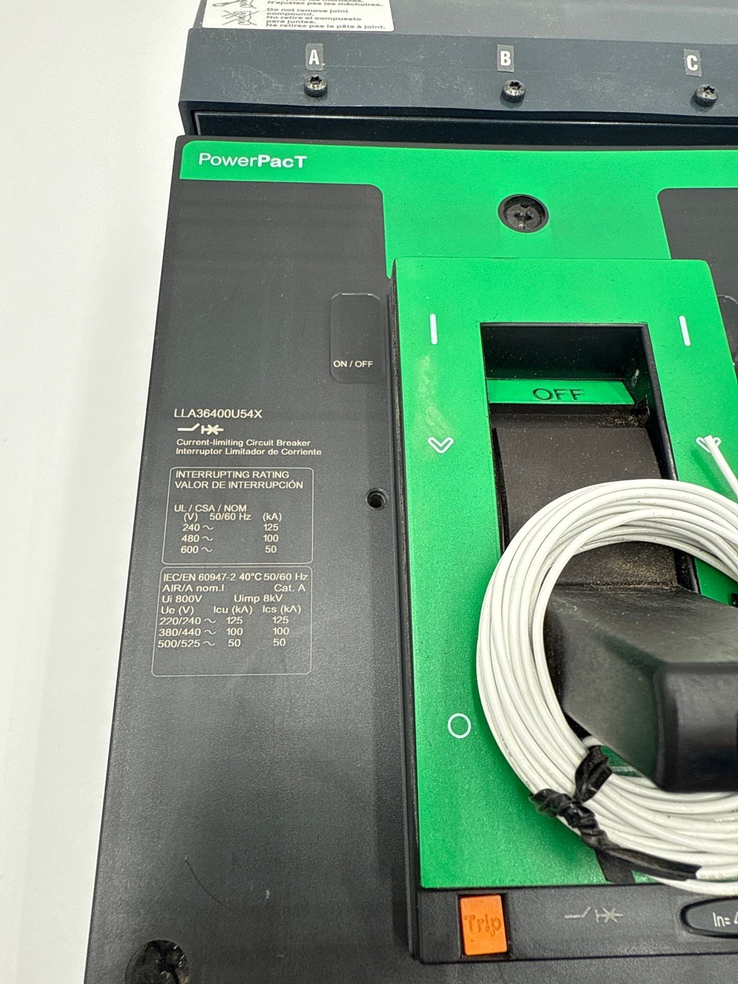 Square D LLA36400U54X I-Line Circuit Breaker 400A 3P 600V Micrologic 6.3 E New