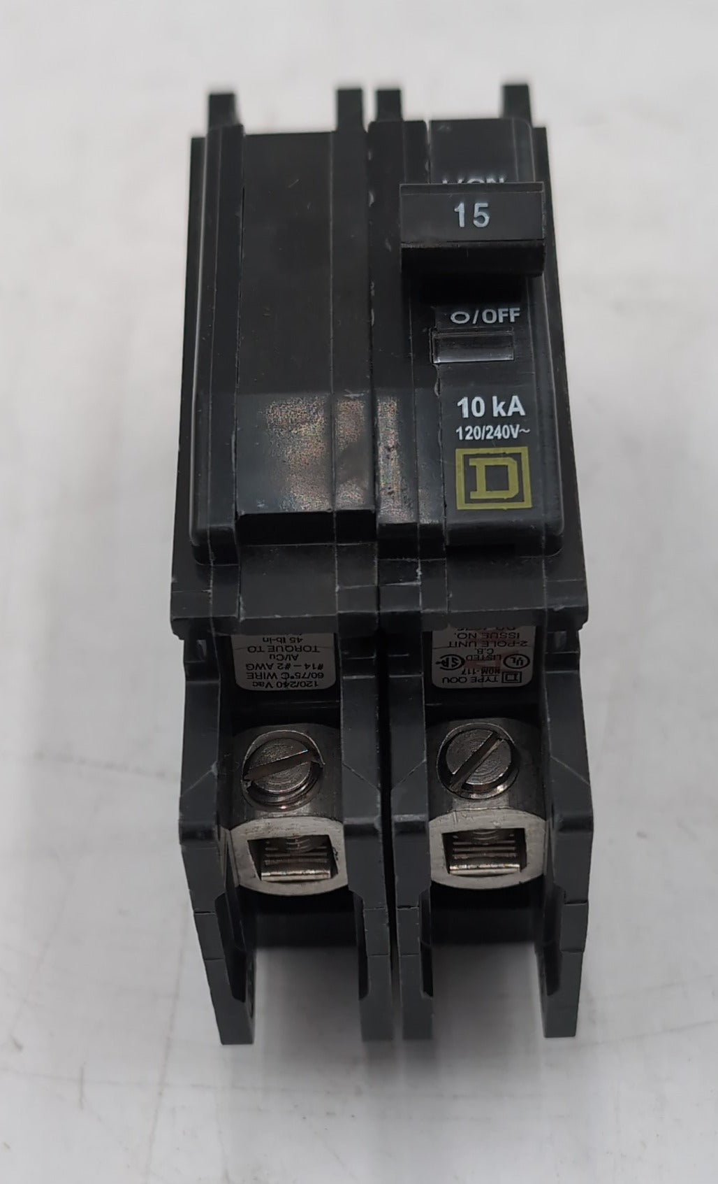 Square D QOU215 Miniature Circuit Breaker 15 Amp 2-Pole 120/240V Unit Mount New New