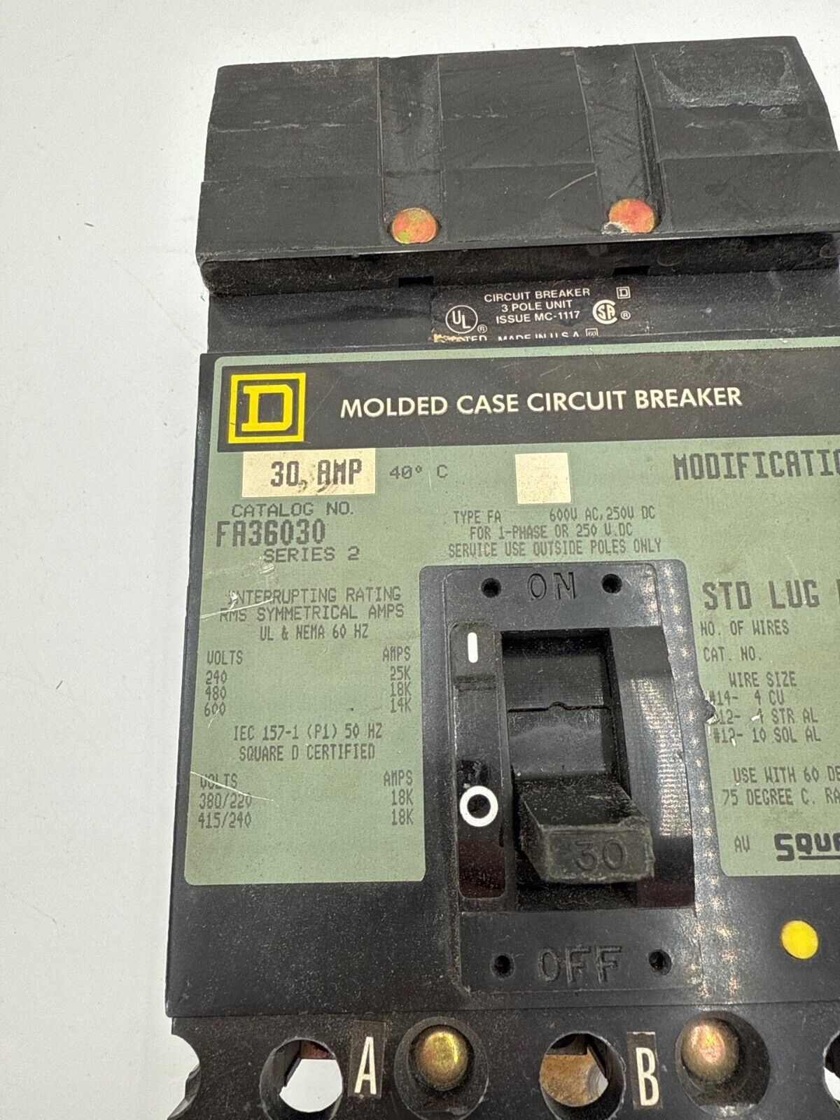 Square D FA36030 Used