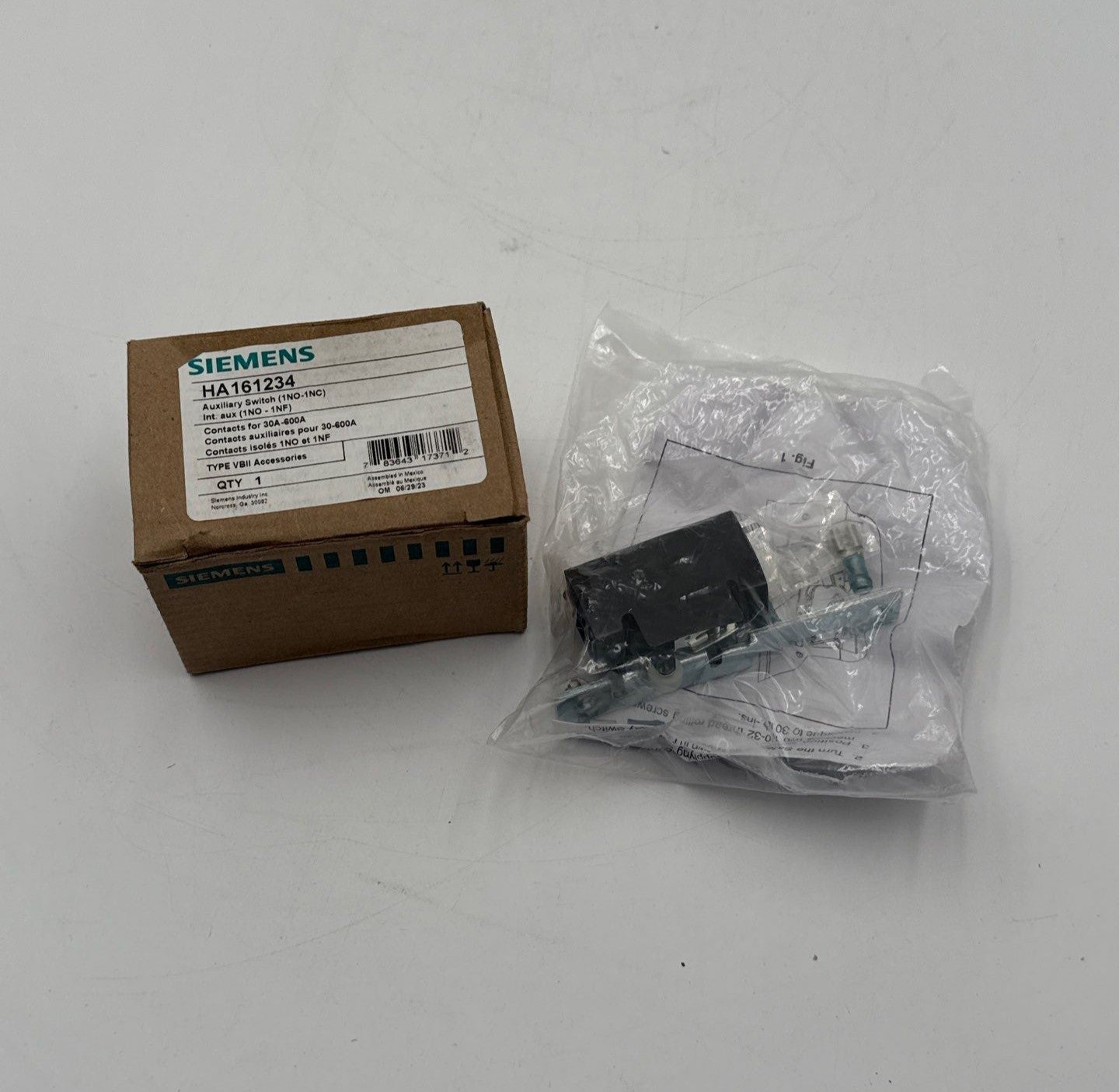 Siemens HA161234 Auxiliary Switch 1NO-1NC 30-600 AMP Contact Kit New