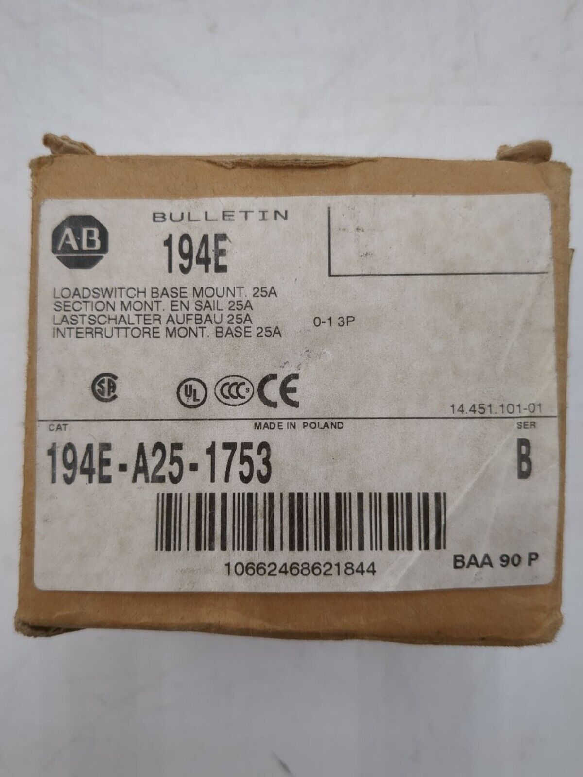 Allen-Bradley 194E-A25-1753 New