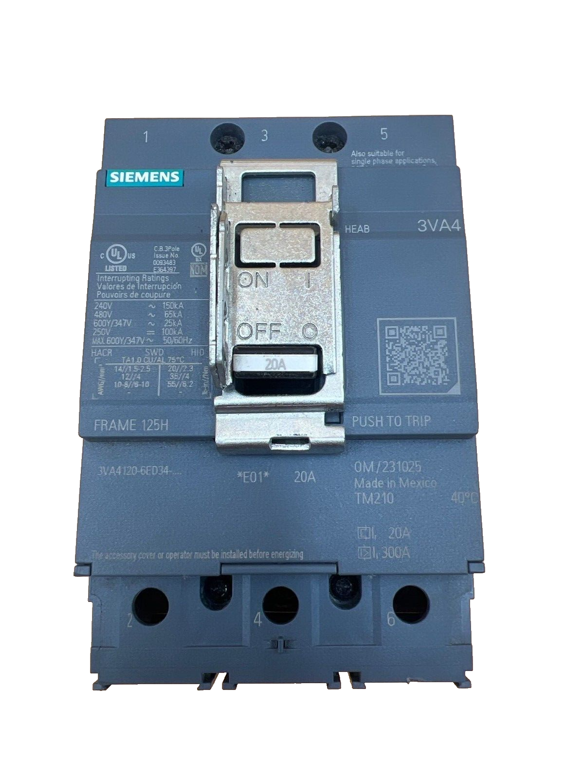 Siemens 3VA4120-6ED34-0AA0 Used