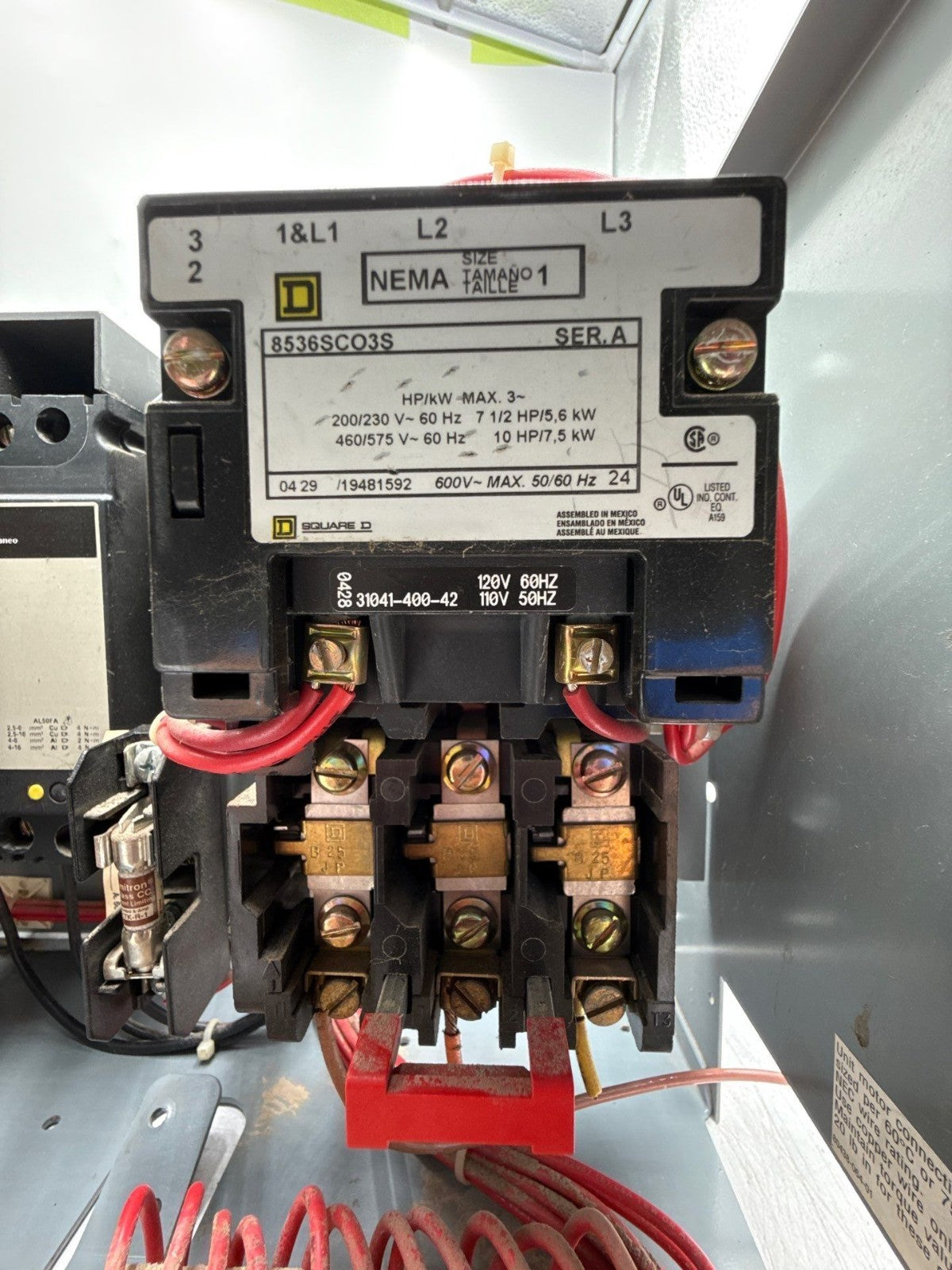 Square D Model 6 12" 30A Breaker Combo MCC Bucket Size 1 Starter FAP3603015M Used