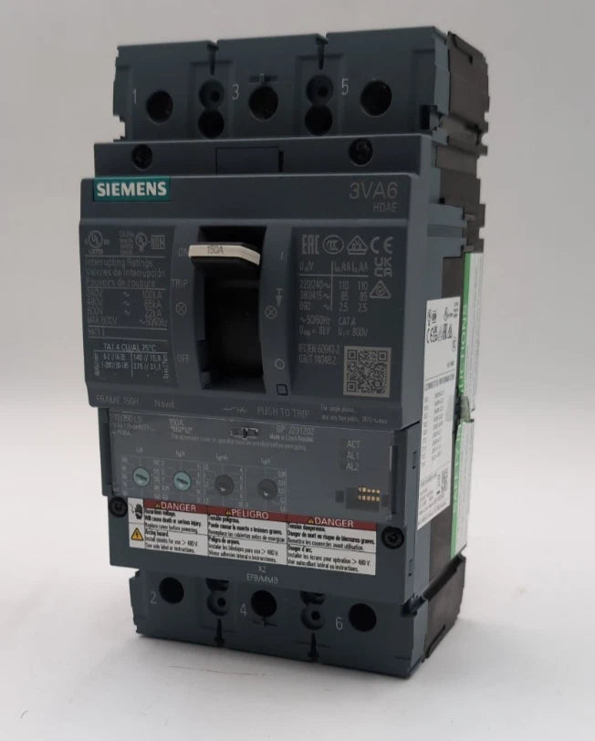Siemens 3VA6115-6HN31-0AA0 Circuit Breaker 150A 3P 600V 3PH LSI Trip 150 Amp NEW New