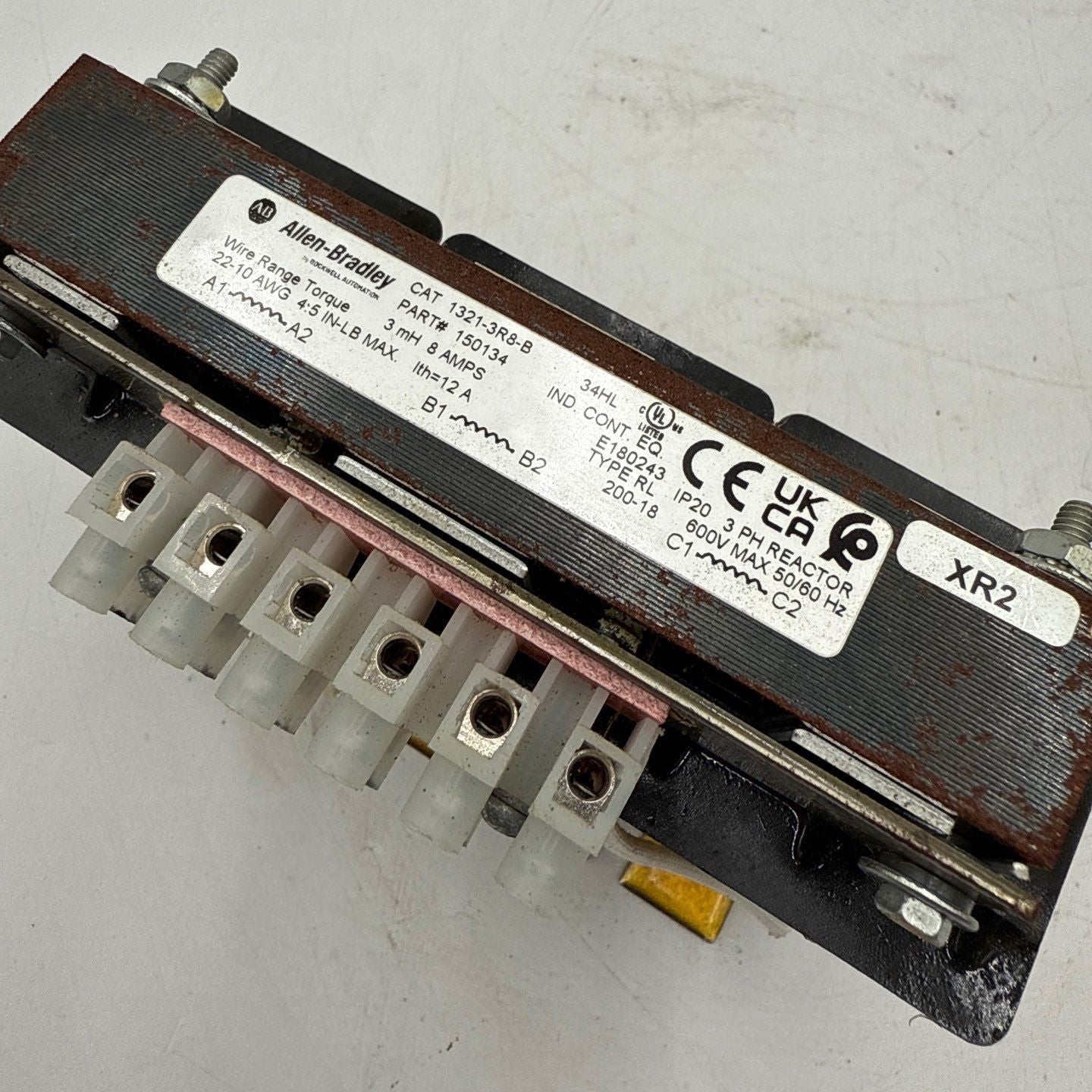 Allen Bradley 1321-3R8-B Line Reactor 3PH 3mH 8A 600V IP20 Open Type Used