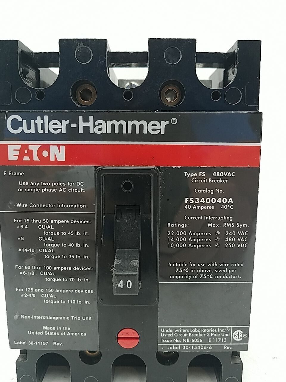 Cutler-Hammer FS340040A Used