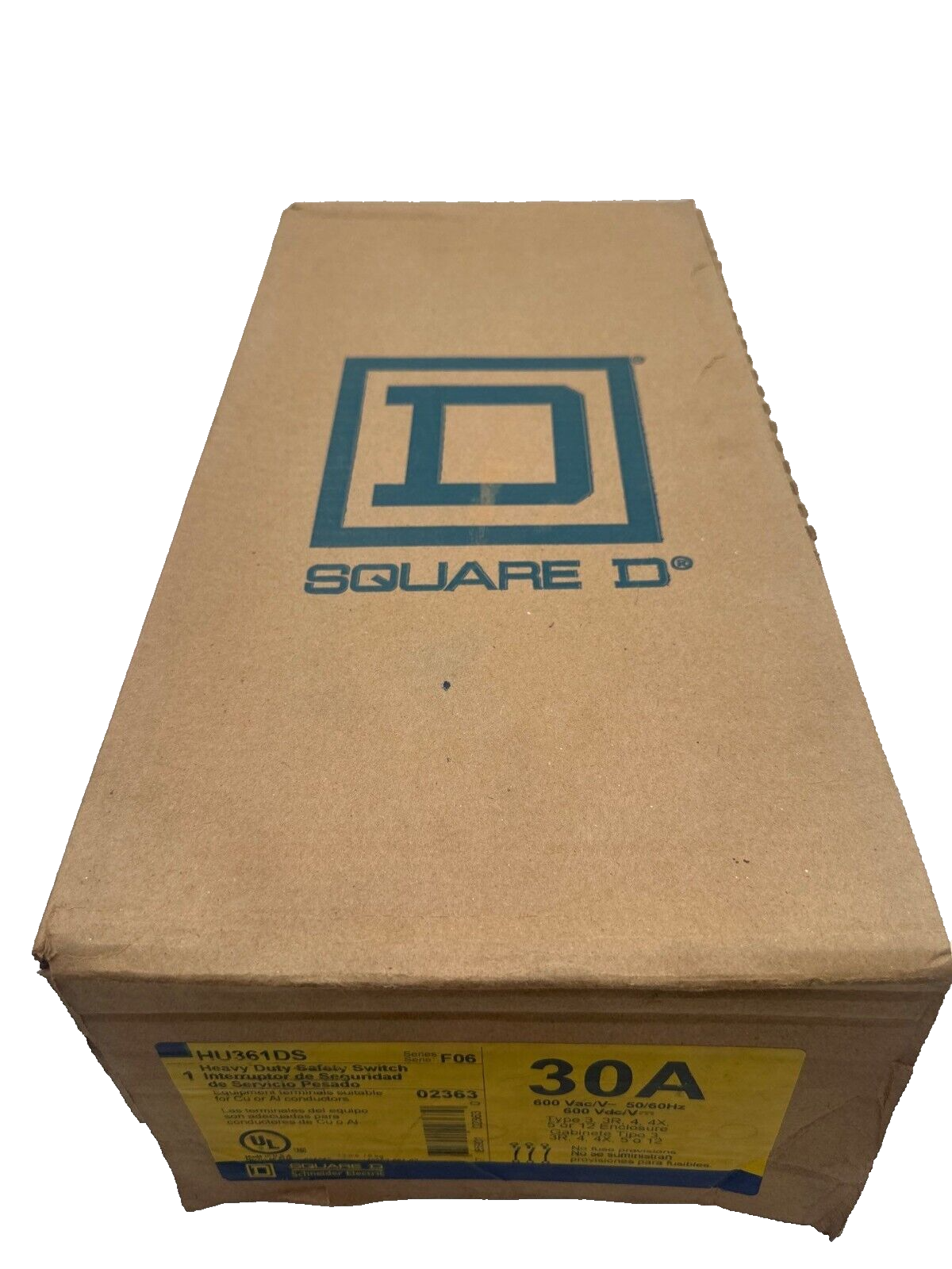 Square D HU361DS Safety Disconnect Switch 30A 3P 600V 4X Stainless 30 Amp New