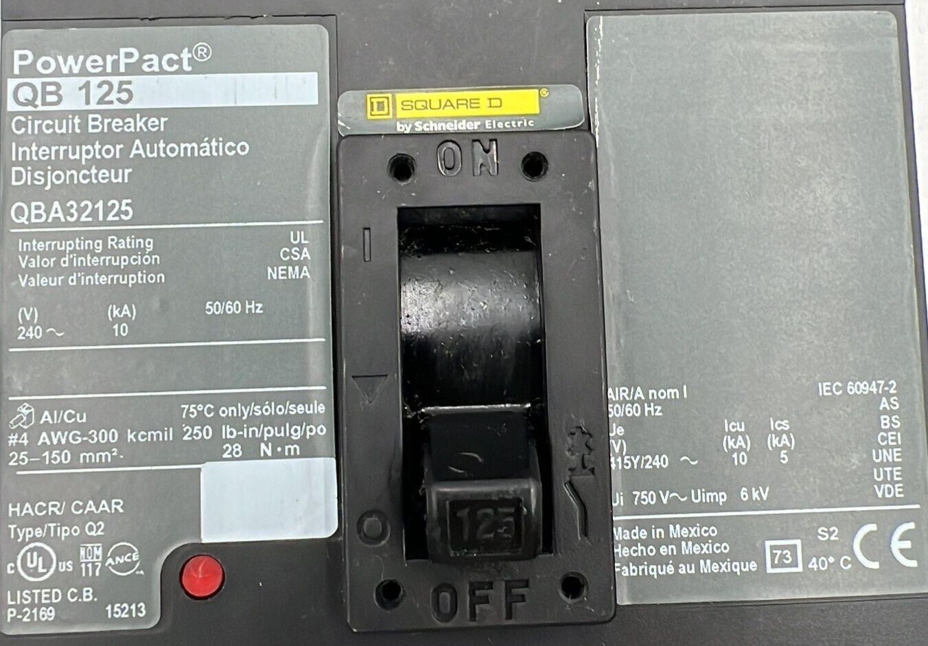 Square D QBA32125 Used