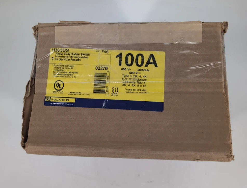 Square D H363DS Heavy Duty Safety Disconnect Switch 100A 3P 600V Stainless NEW New