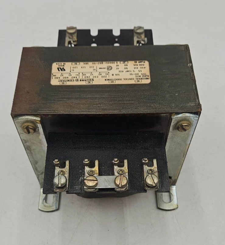 0.500kVA Square D S30021-862-50 Iindustrial Control Transformer CLASS 9070 480V Used