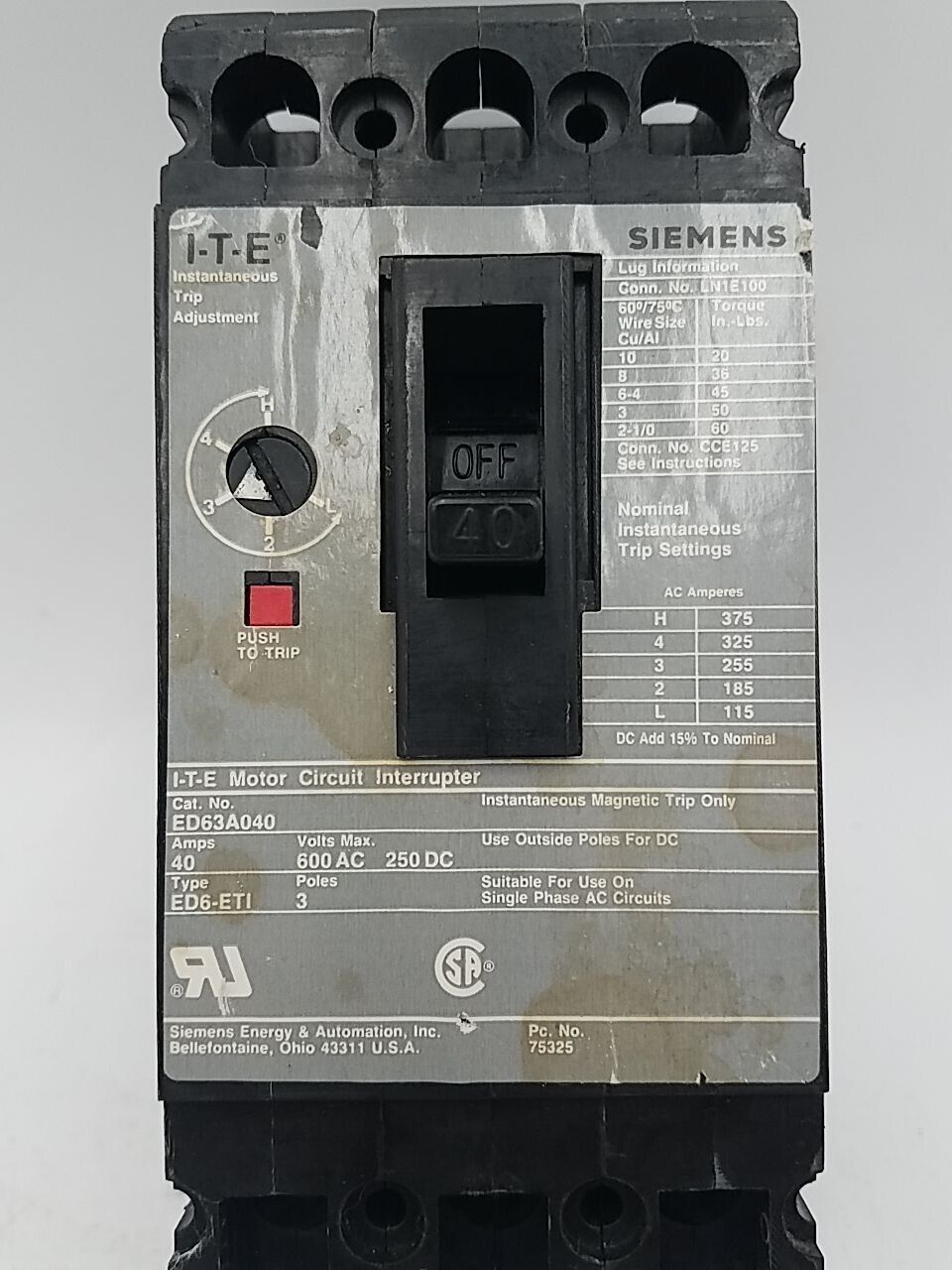 Siemens ED63A040 Used