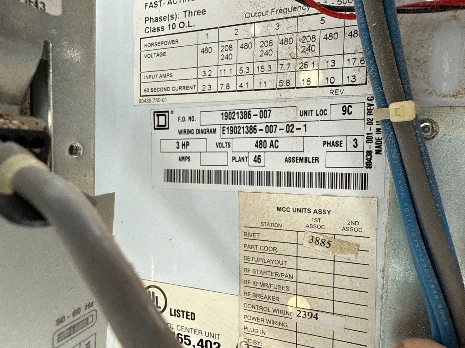 Square D Model 6 24" 15A Combo MCC Bucket FHP3601513M ATV58HU41N4Z 1HP Drive Used