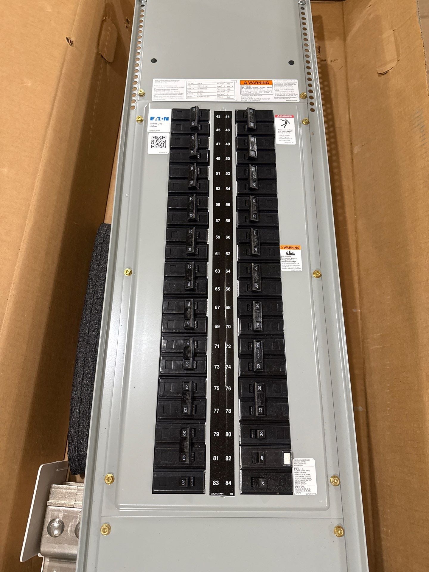 Eaton PRL1A Interior Panelboard 400A 208/120V 3PH 4W MLO 400 Amp Panel New